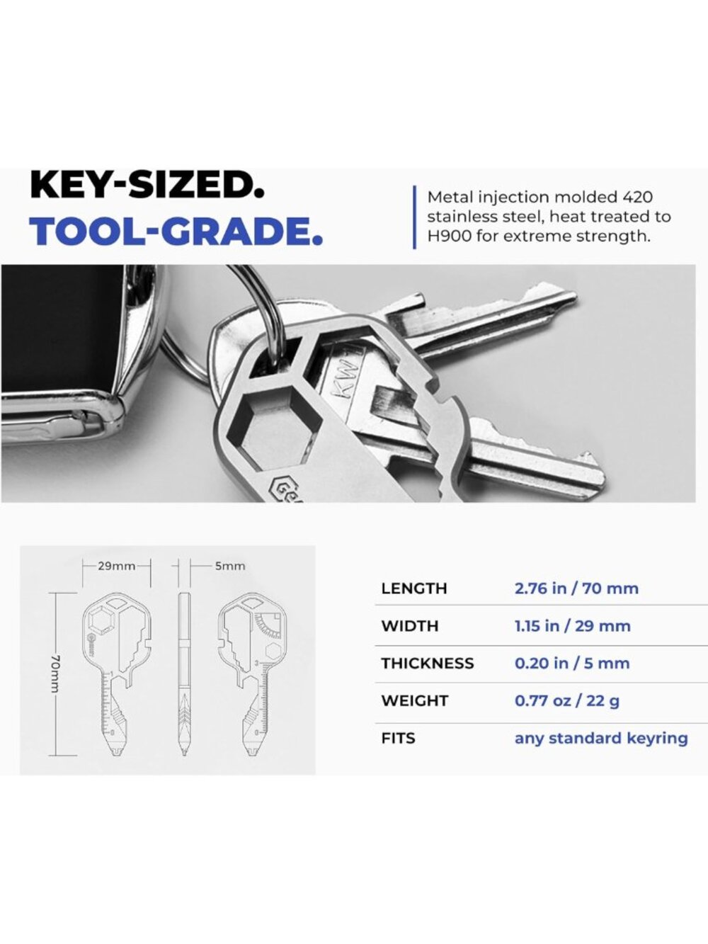 Versatile Keychain Multitool with 16 Functions | Compact Key Tool & Bottle - Picture 4 of 7